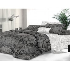 Комплект постельного белья Sateen De Luxe Сатин 2,0 сп Макси Нуар с пододеяльником на молнии Эльф